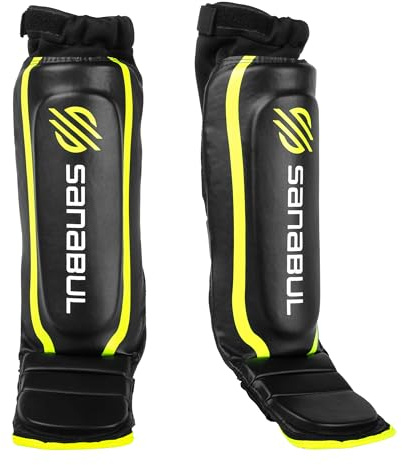 Sanabul Essential Hybrid Sleeve Kickboxing Shin Guards for MMA Shin Guards Muay Thai Shinguards - Green, L/XL