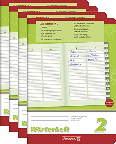 Brunnen Schreiblernheft (4 Stück, Wörterheft Lin. 2)