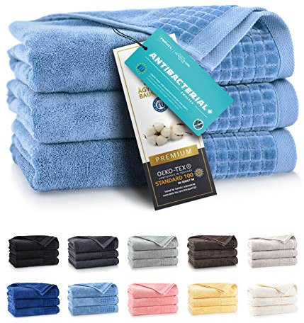 ZWOLTEX Himmlisch weiche Handtücher aus 100% Ägyptischer Baumwolle I Made IN EU I Gästehandtücher Ultra-Soft Duschtuch Badetuch - 3er Handtuch Set Hellblau