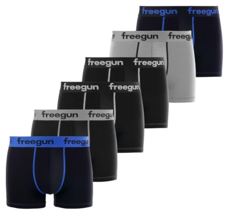 Boxer Homme Coton, Calecon Homme, Ajustement Parfait, Stretch (Lot de 6), Noir Taille M