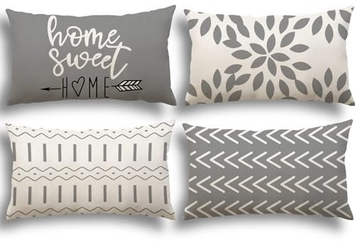 YCOLL Kissenbezug 4er Set Kissenbezüge leinen Kissenhülle Dekokissen für Sofa Gartenbett Couch Kissen 30x50cm