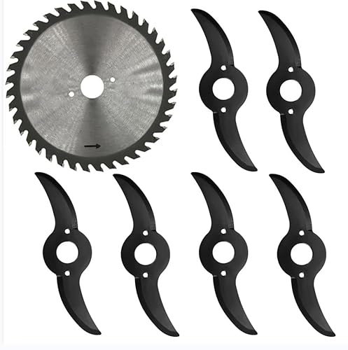 Cordless Grass Strimmer/Edger Accessories, 6 x Metal Blades, 1x saw blade, For vivianus Garden brush cutter Grass Trimmers