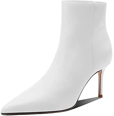 HDEUOLM Femmes Aiguille Haut High Talon Heel Pointu Bout Bottines Slip-on Fermeture à Glissière Mariage Dress 8 CM Heels