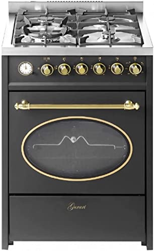 GURARI Cucina a gas multifunzione, Libera installazione, Ghisa, 4 bruciatori, 49 litri, Grill a gas, Spiedo rotante, Riscaldamento inferiore, Gas Naturale/Propano