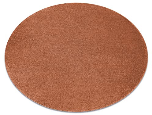 rugsx Teppich Softy terrakotta-rot, runder, glatt, einfarbig, für Zimmer, Wohnzimmer, Schlafzimmer, Kreis 150 cm