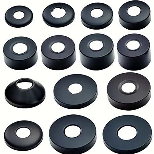 2 x Diameter 25 mm (3/4 Inch) Shower Fitting Rosette Black, Cover Rosette Black, Pipe Cover, Rosette Tap, Rosette for Shower Taps, Taps, Radiator (Black, 66 x 35)