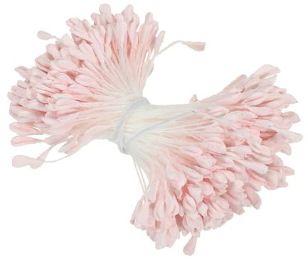 PATIKIL 2,5 mm dubbla huvuden blomställare, 340 st konstgjorda blommor stamen pistil matt pärla blommig ståndare för gör-det-själv julkort bröllopsdekoration, rosa