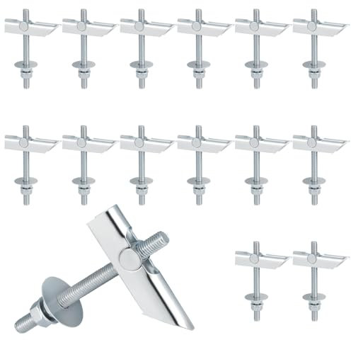 Fentar 15 Jeux de Cheville a Bascule, M6 x 100mm Suspente Placo Robuste, Cheville Placo Charge Lourde en Acier Galvanisé au Carbone, Cheville Parpaing Creux pour les Plafonds et les Plaques de Plâtre