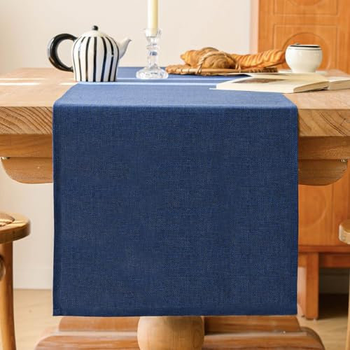 Camino de Mesa Azul Marino Primaveral Moderno Lavable Decoración de Mesa Estilo Campestre Camino de Mesa Decoración de Mesa de Cocina Fiesta Cumpleaños Boda Decoración 40x180 cm