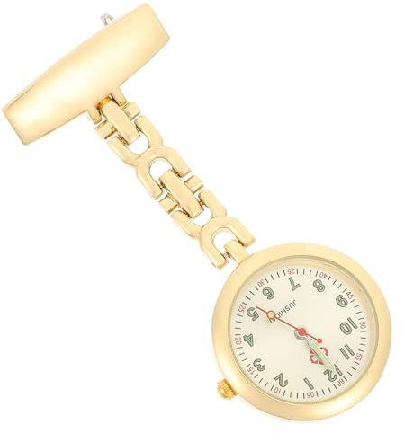BESPORTBLE Reloj De Enfermera Luminoso Esfera Grande y Broche De Aleación Dorada, Práctico Reloj De Bolsillo para Enfermería, Diseño Resistente y Adecuado para Profesionales Salud Hospitales
