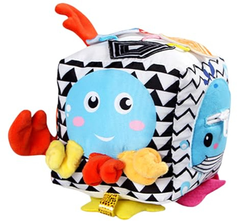 Activity Cube Toy - Large Soft Learning Cube, Plush Cubic Toy With Rattles, Preschool Supplies Fine Motor Skills Toys, Road Trip Games Life Skills Development Toys For Kindergarten Home School