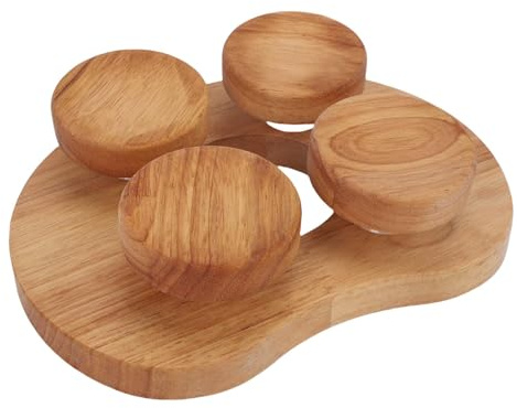 Oreilet Sauna-Kopfstütze aus Holz mit Drehbarer Scheibe, 4-Punkt-Sauna-Nackenkissen aus Holz, Nackenkissen-Kopfstütze, für Nacken-Schulterschmerzen, Kopfentspannung