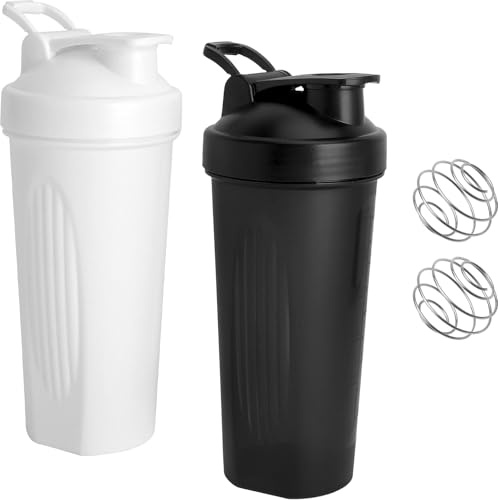2 vasos de batido de proteínas de 600 ml con bola, indicador ML, a prueba de fugas, batidor de proteínas, agitador de proteínas, botella de gimnasio, botella para batido de proteínas en polvo cremoso