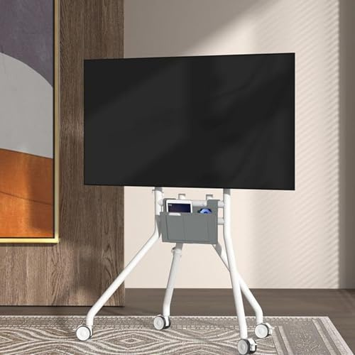 YUZDNM Soporte de Suelo para TV LCD - Colgador de TVs - Carro móvil con Ruedas para televisores LED OLED de Pantalla Plana y Curva de 50 a 100 Pulgadas(Weiß)
