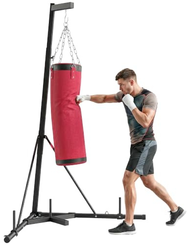 SPORTNOW Soporte para Saco de Boxeo de Pie de Acero con Altura Ajustable | Soporte para Bolsa de Boxeo, 175–220 cm y 185–231 cm, Base Pesada, Bolsa de Arena, Entrenamiento para MMA, Gimnasio en Casa