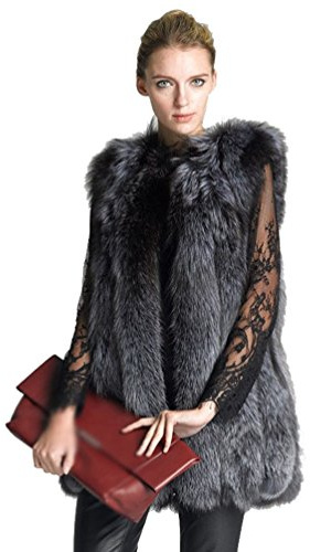 LvRao Donna Giacca Gilet Invernale Cappotto di Falso Pelliccia Senza Maniche Giacchetto Giubbotto Parka (Grigio, CN 2XL)