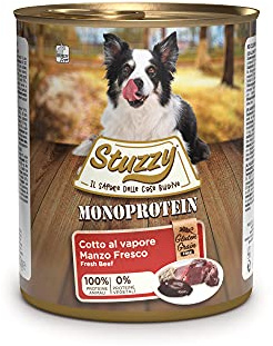 Stuzzy, Comida húmeda para Perros Adultos, Sabor Carne de Buey Fresca, preparación monoproteínica en paté - Total 4,8 kg (6 latas x 800 gr)