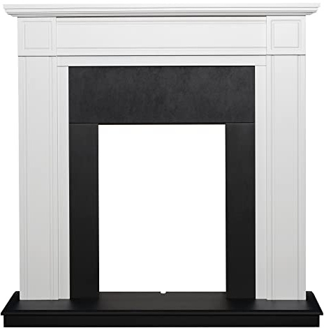 Adam Georgian Fireplace in Pure White and Black, 39 Inch