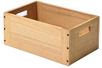 KIRIGEN Stackable Wooden Storage Cube with Handles, Natural | Wood with plant oil finish; stackable open cube with side handles; for books, toys, clothes and records