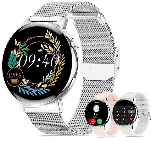 IARET Smartwatch Donna Chiamate,1.32Orologio con 3 Cinturini Monitoraggio SpO2/Sonno/Pressione Sanguigna/Frequenza Cardiaca/20+ modalità Sport/Impermeabil Fitness Tracker per iOS Android,Regalo Donna