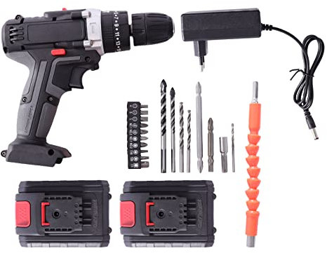 Juego de destornilladores inalámbricos, 48 V, atornillador de percusión, destornillador eléctrico con cargador de batería, 2 pilas, taladro eléctrico