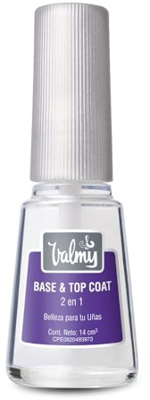 Valmy Base y Top 2 en 1, Protección y durabilidad para el esmalte con secado rápido. 14 ml