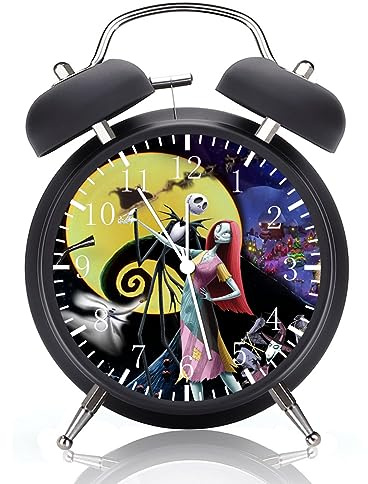 HDecor Twin Bell Jack and Sally Alarm Desk Clock with Night Light Quite Silent Non-Ticking 4 Inches Metak and Glass Face Great for Decor or Gifts G93
