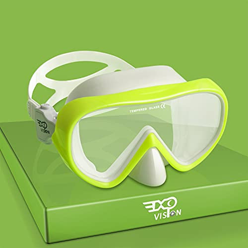 Kinder Taucherbrille 180° Panorama Kind Schnorchelmaske, Anti Nebel Tauchmaske gehärtetes Glas Schwimmmaske Junge Silikon Tauchermaske Mädchen Schwimmbrille mit Nasenabdeckung 4-16 (Gelb)