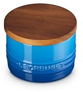 Le Creuset Signature Salt Cellar and Storage Canister with Wood Lid, 7 oz., Marseille