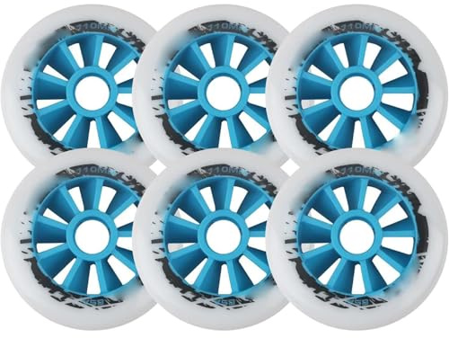 JCCHT Paquete de 6 Ruedas para Patines de Velocidad en línea, 85A, 90 mm, 100 mm y 110 mm, Ideales para Interiores y Exteriores, como Accesorio de Repuesto.,Azul,110mm