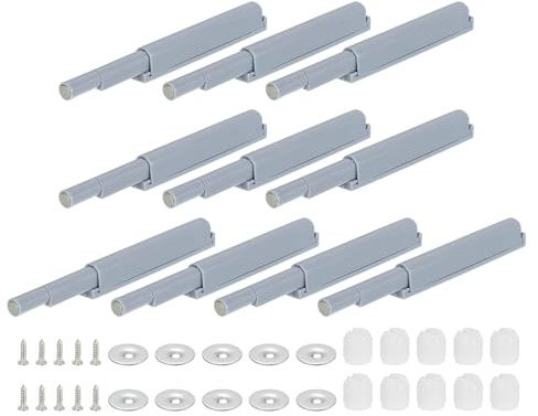QUARKZMAN Ammortizzatori per porte con chiusura ammortizzata, 10 set di chiudiporta magnetici silenziosi per porte, per retrofit, ante di armadi, ante di mobili da cucina, grigio