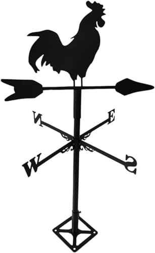 Veleta, Veleta de Hierro para Granja, Veleta con Forma de Gallo, indicador de dirección del Viento, Herramientas de medición para techos de Patio, decoración de jardín al Aire Libre