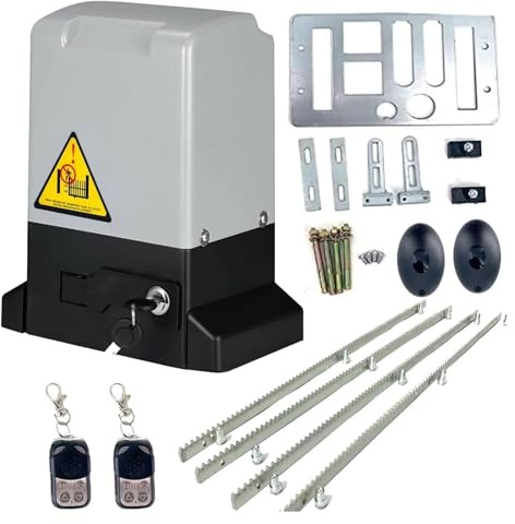 Motor Puerta Corredera Abridor de puerta corredera eléctrico de 800/2000KG, Motor de CA, operadores de puerta automática, Kit de abridor de puerta de garaje de alta resistencia con accesorios(350W)
