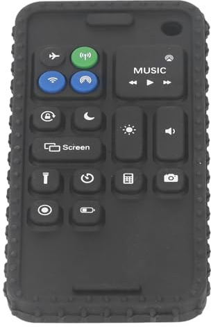 SPYMINNPOO Jouet de Dentition en Silicone avec Boutons Multiformes pour Bébés, Aide à Développer la Coordination œil-main et les Habitudes Orales (BLACK)