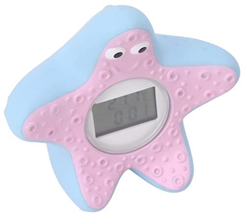 RASTKY Termometro per Acqua per Bambini Orologio Stella Marina Termometro per Acqua Galleggiante con Tempo Intelligente con Luce a 3 Colori per Bagno di Casa, Materiale Plastico, Impermeabile per