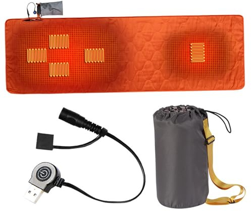 Tappetino riscaldante Coperta riscaldata portatile a 3 livelli e 5 zone di riscaldamento con custodia Fodera per sacco a pelo lavabile regolabile 38-65° per yoga, divano, tenda, auto, 78x24 pollici