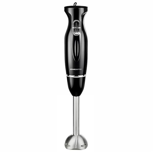 OVENTE Electric Corded Hand Blender, 300W with 2 Mixing Speeds Black HS560B