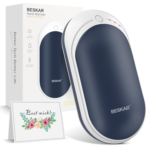 BESKAR Rechargeable Hand Warmer, 5200mAh Electric Handwarmers
