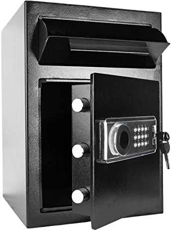 Caja fuerte de seguridad de 70 litros con teclado digital, caja fuerte con ranura para caída con caja de carga frontal para dinero y correo, negocios