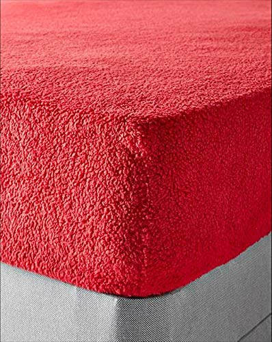 SUPER SOFT TEDDY BEAR FUR SHERPA CUDDLY COSY WARM EXTRA DEEP FLEECE FITTED SHEET BEDDING BED LINEN (Red, Super King)