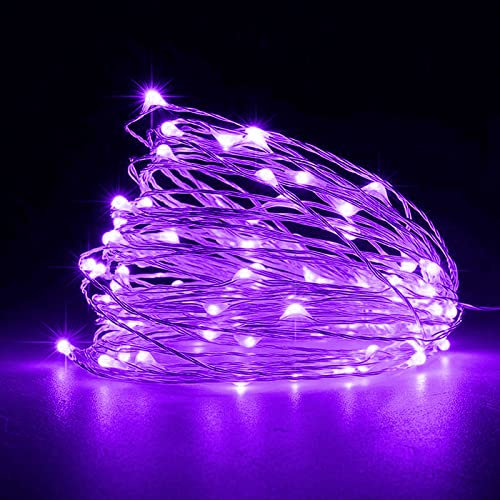 Jsdoin Fairy Lights, 2 PCS 150 LED Battery Operated String Lights Copper Wire Light for Indoor Outdoor Lighting, Bedroom, Wedding Decor, Party, Christmas, Tree Decoration(5M/16ft,Purple)
