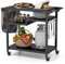 COSTWAY Grillwagen Grilltisch Outdoor, Pizzatisch mit 4 Ablagen & 4 Rollen & Haken, Grill Beistelltisch Servierwagen Garten Trolley für den Außenbereich, 85 x 50,5 x 93 cm (4 Ablagen)