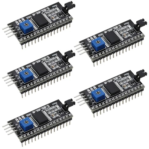 ECSiNG Adaptateur Série IIC I2C 5 Pièces Port de Module de Carte d'interface pour écran LCD1602 5V 2mA 2004 Module d'affichage LCD Adaptateur Réfléchissant