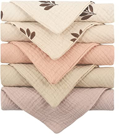 Toalla multiusos para bebé, paño para eructos, toalla de algodón para la cara, toalla de dentición de alta absorción, paño absorbente del sudor, 5 unidades