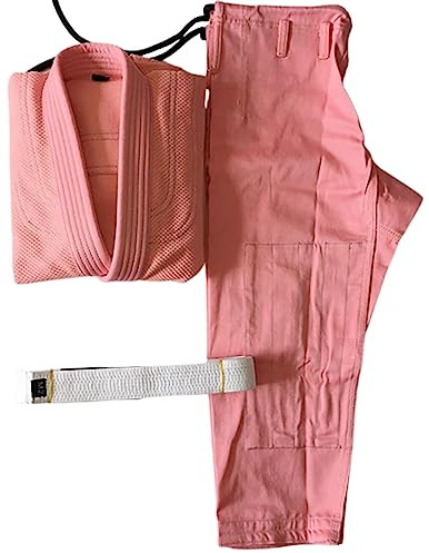 Conjunto de traje de karate de uniforme de judo gi para niños y adultos, algodón para entrenamiento de judo y karate, Rosado, M0
