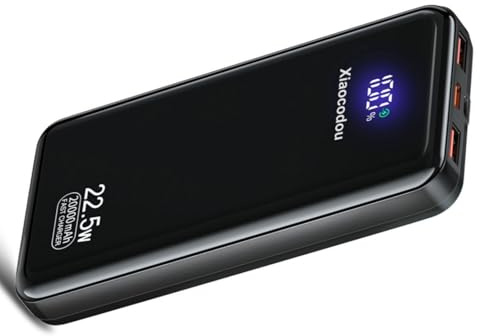 Xiaocodou Power Bank 20000mAh, PD3.0 QC4.0 22.5W Fast Charging PD20W USB C PowerBank Portable Charger With LCD Display 3 Outputs & 2 Inputs für Smartphone Tablets und mehr For Smartphones and More