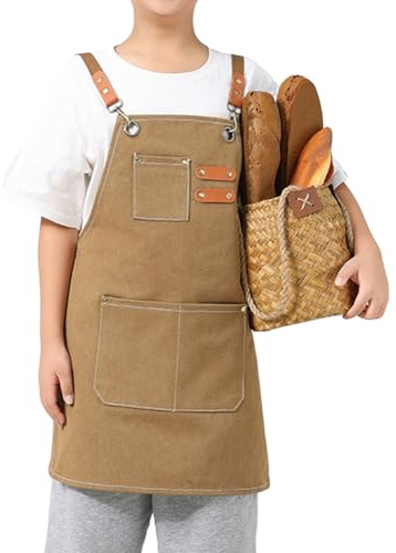 Oyccen Grembiule per Bambini in Tela Croce Indietro Pittura Grembiule per Ragazzi e Ragazze Grembiuli da Cucina Impermeabili con Tasche