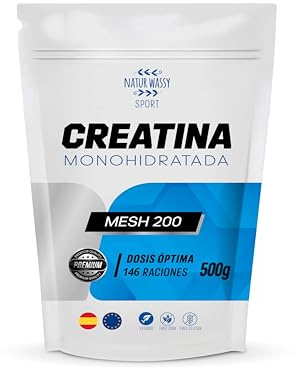 WASSY SPORT Creatina Monohidratada Micronizada en Polvo (Mesh200) | 146 Tomas | 100% Pura, Sin Sabor, Sin Aditivos | Incluye Dosificador. (monohidrato de creatina) (500g)