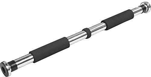 GORILLA SPORTS® Klimmzugstange - Türrahmen Ohne Schrauben, Verstellbar von 62-100cm, bis 95 kg Belastbar, Rutschfeste Griffe, Verchromte Stahlstange, Schwarz - Pull up Bar, Türreck, Reckstange