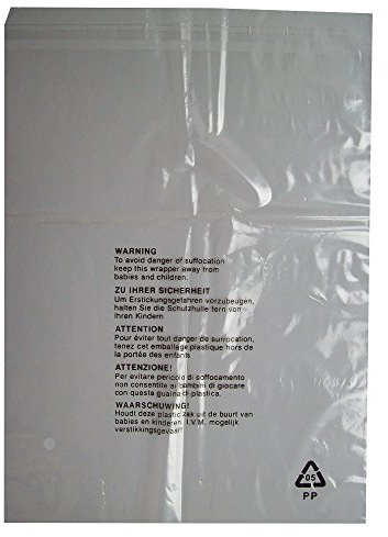 100 CLEAR TRANSPARENT PLASTIC SELF SEAL GARMENT CLOTHING RETAIL PACKAGING BAGS SAFETY WARNING - LARGE SIZE 12x15 300x380mm 38mu - CLOTHES T SHIRT STORAGE PROTECTION DISPLAY PACKING